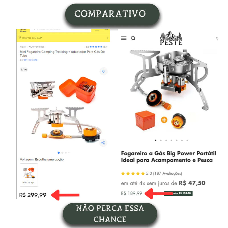 Fogareiro a Gás Big Power Portátil - Ideal para Acampamento e Pesca