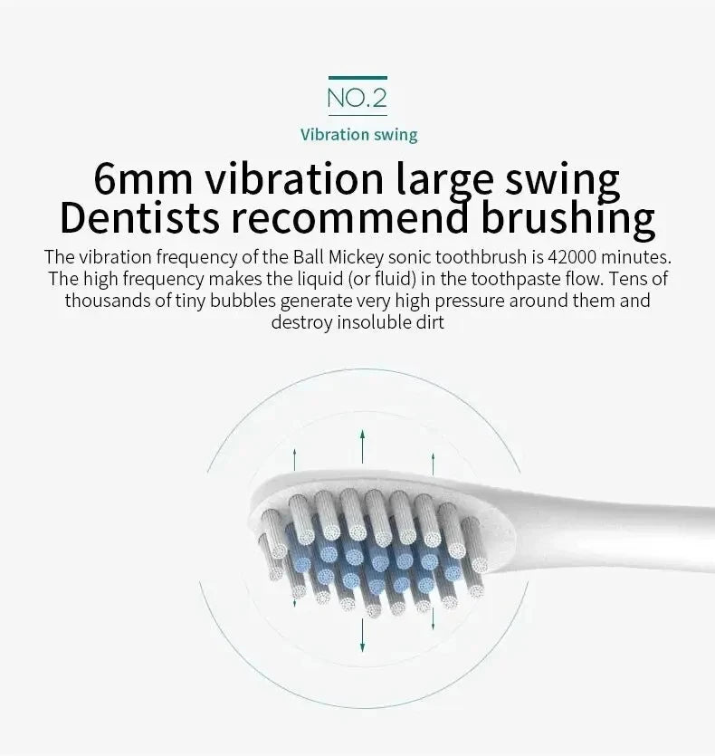 Xiaomi Electric Toothbrush Powerful Sonic USB Waterproof Smart Rechargeable Toothbrush Washable 6 Gear 4 brush heads Whiten New