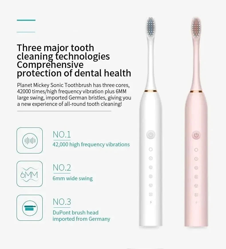 Xiaomi Electric Toothbrush Powerful Sonic USB Waterproof Smart Rechargeable Toothbrush Washable 6 Gear 4 brush heads Whiten New