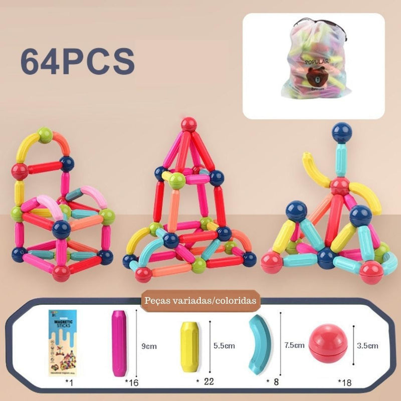 Blocos de Construção Magnéticos para Crianças - Constru Kids®